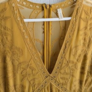 PinkBlush Mustard Lace Mesh Overlay Maternity Maxi Dress - XL